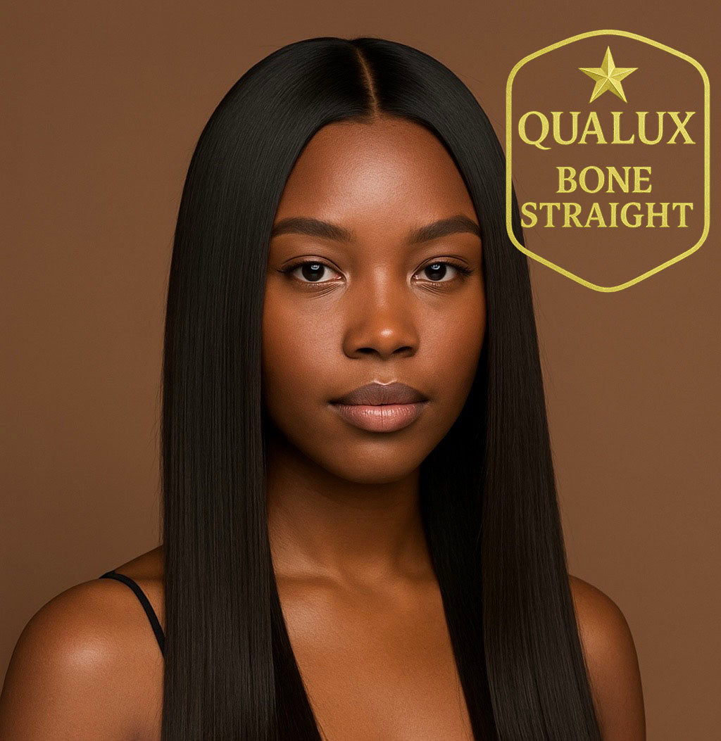 22" Qualux Premium Bone Straight 300 gram Double Drawn with 2x6 closure