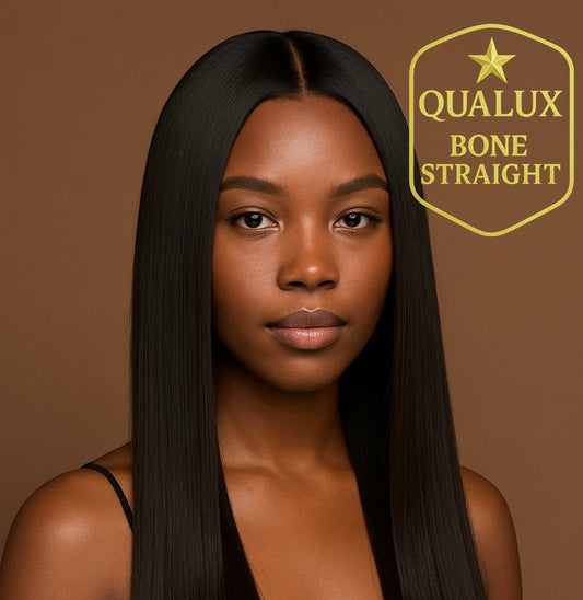 22" Qualux Premium Bone Straight 300 gram Double Drawn with 2x6 closure