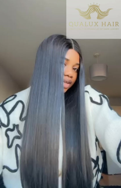 22" Qualux Premium Bone Straight 300 gram Double Drawn with 2x6 closure